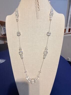 Vintage Crystal Beaded Necklace 42” + 3”